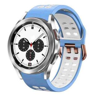For Samsung Galaxy Watch 4 Classic 42mm 20mm Breathable Two-Color Silicone Watch Band(Light Blue+White)