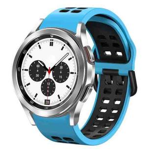 For Samsung Galaxy Watch 4 Classic 42mm 20mm Breathable Two-Color Silicone Watch Band(Skyblue+Black)