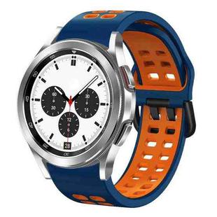 For Samsung Galaxy Watch 4 Classic 42mm 20mm Breathable Two-Color Silicone Watch Band(Midnight Blue+Orange)
