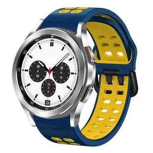 For Samsung Galaxy Watch 4 Classic 42mm 20mm Breathable Two-Color Silicone Watch Band(Midnight Blue+Yellow)