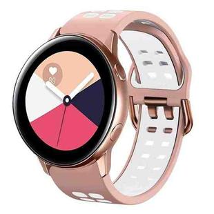 For Galaxy Watch Active 2 20mm Breathable Two-Color Silicone Watch Band(Pink+White)