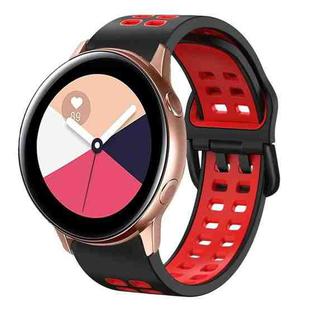 For Galaxy Watch Active 2 20mm Breathable Two-Color Silicone Watch Band(Black+Red)