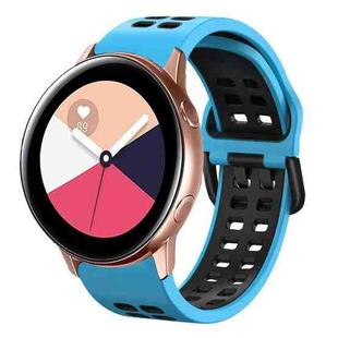 For Galaxy Watch Active 2 20mm Breathable Two-Color Silicone Watch Band(Skyblue+Black)