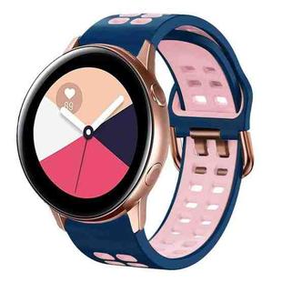 For Galaxy Watch Active 2 20mm Breathable Two-Color Silicone Watch Band(Midnight Blue+Pink)