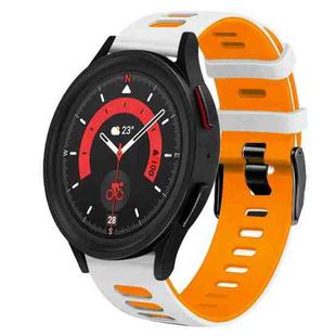 For Samsung Galaxy Watch 5  40mm 20mm Two-Color Silicone Watch Band(White+Orange)