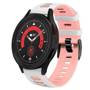 For Samsung Galaxy Watch 5  40mm 20mm Two-Color Silicone Watch Band(White+Pink)