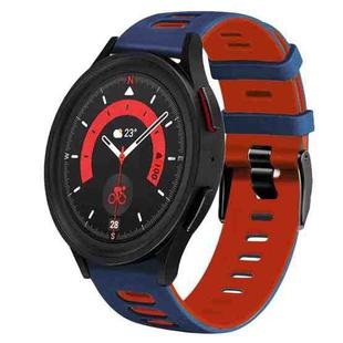 For Samsung Galaxy Watch 5  40mm 20mm Two-Color Silicone Watch Band(Midnight Blue+Red)