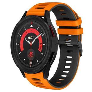 For Samsung Galaxy Watch 5  44mm 20mm Two-Color Silicone Watch Band(Orange+Black)