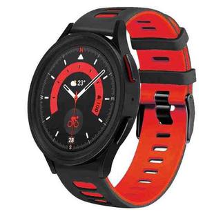 For Samsung Galaxy Watch 5  44mm 20mm Two-Color Silicone Watch Band(Black+Red)