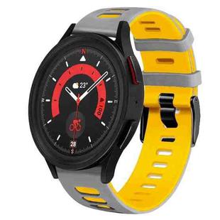 For Samsung Galaxy Watch 5  44mm 20mm Two-Color Silicone Watch Band(Grey+Yellow)