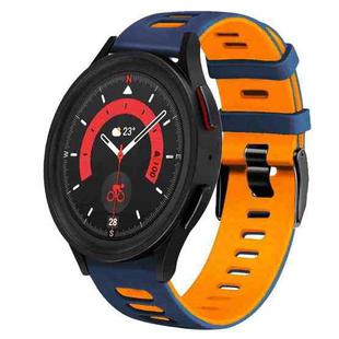 For Samsung Galaxy Watch 5  44mm 20mm Two-Color Silicone Watch Band(Midnight Blue+Orange)