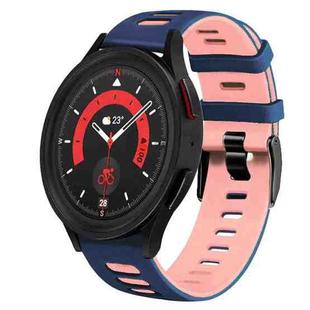 For Samsung Galaxy Watch 5  44mm 20mm Two-Color Silicone Watch Band(Midnight Blue+Pink)