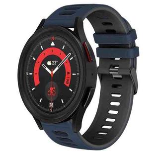 For Samsung Galaxy Watch 5  44mm 20mm Two-Color Silicone Watch Band(Midnight Blue+Black)