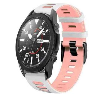 For Samsung Galaxy Watch 5 Pro  45mm 20mm Two-Color Silicone Watch Band(White+Pink)