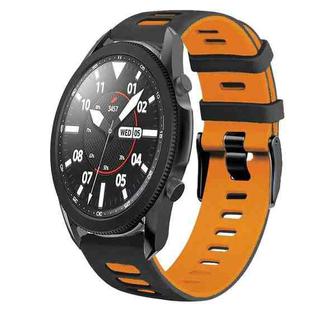 For Samsung Galaxy Watch 5 Pro  45mm 20mm Two-Color Silicone Watch Band(Black+Orange)