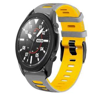 For Samsung Galaxy Watch 5 Pro  45mm 20mm Two-Color Silicone Watch Band(Grey+Yellow)