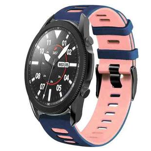 For Samsung Galaxy Watch 5 Pro  45mm 20mm Two-Color Silicone Watch Band(Midnight Blue+Pink)