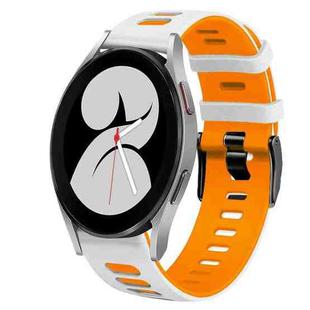 For Samsung Galaxy Watch 4 40mm 20mm Two-Color Silicone Watch Band(White+Orange)