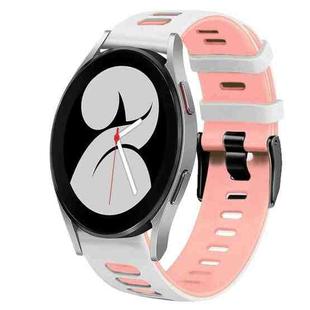 For Samsung Galaxy Watch 4 40mm 20mm Two-Color Silicone Watch Band(White+Pink)
