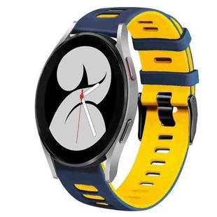 For Samsung Galaxy Watch 4 40mm 20mm Two-Color Silicone Watch Band(Midnight Blue+Yellow)