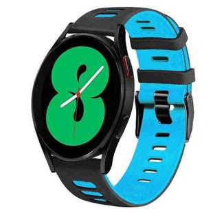 For Samsung Galaxy Watch 4 44mm 20mm Two-Color Silicone Watch Band(Black+Blue)