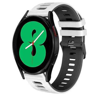 For Samsung Galaxy Watch 4 44mm 20mm Two-Color Silicone Watch Band(White+Black)