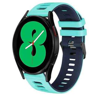 For Samsung Galaxy Watch 4 44mm 20mm Two-Color Silicone Watch Band(Mint Green + Blue)