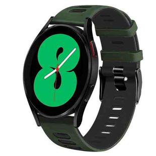 For Samsung Galaxy Watch 4 44mm 20mm Two-Color Silicone Watch Band(Amygreen+Black)