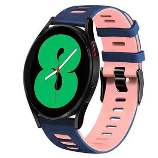 For Samsung Galaxy Watch 4 44mm 20mm Two-Color Silicone Watch Band(Midnight Blue+Pink)