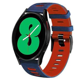 For Samsung Galaxy Watch 4 44mm 20mm Two-Color Silicone Watch Band(Midnight Blue+Red)
