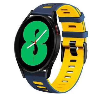 For Samsung Galaxy Watch 4 44mm 20mm Two-Color Silicone Watch Band(Midnight Blue+Yellow)