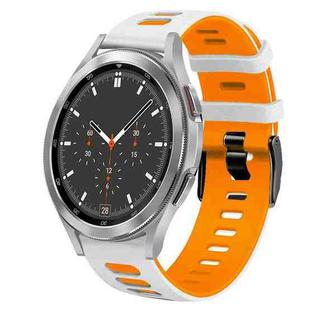 For Samsung Galaxy Watch 4 Classic 46mm 20mm Two-Color Silicone Watch Band(White+Orange)