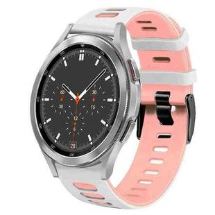 For Samsung Galaxy Watch 4 Classic 46mm 20mm Two-Color Silicone Watch Band(White+Pink)