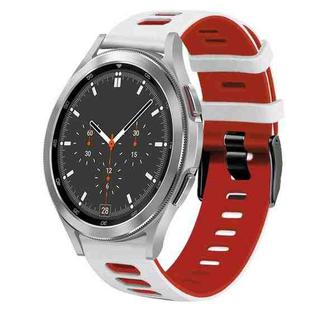 For Samsung Galaxy Watch 4 Classic 46mm 20mm Two-Color Silicone Watch Band(White+Red)