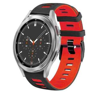 For Samsung Galaxy Watch 4 Classic 46mm 20mm Two-Color Silicone Watch Band(Black+Red)