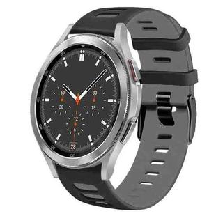 For Samsung Galaxy Watch 4 Classic 46mm 20mm Two-Color Silicone Watch Band(Black+Grey)