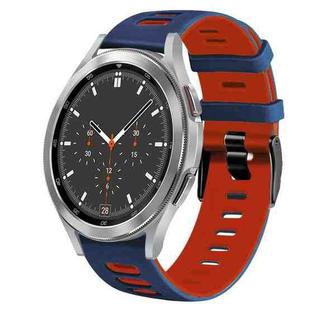 For Samsung Galaxy Watch 4 Classic 46mm 20mm Two-Color Silicone Watch Band(Midnight Blue+Red)