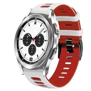 For Samsung Galaxy Watch 4 Classic 42mm 20mm Two-Color Silicone Watch Band(White+Red)