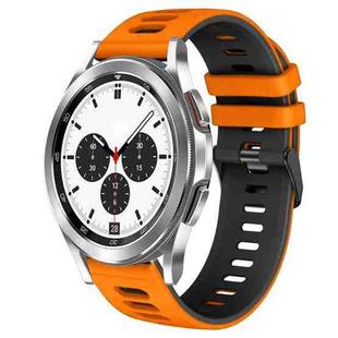 For Samsung Galaxy Watch 4 Classic 42mm 20mm Two-Color Silicone Watch Band(Orange+Black)