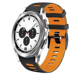 For Samsung Galaxy Watch 4 Classic 42mm 20mm Two-Color Silicone Watch Band(Black+Orange)