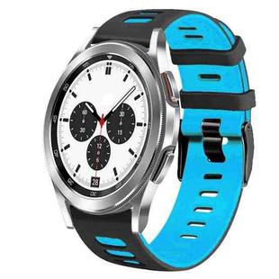 For Samsung Galaxy Watch 4 Classic 42mm 20mm Two-Color Silicone Watch Band(Black+Blue)