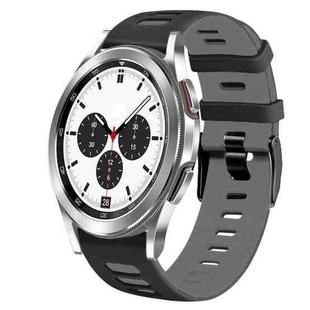 For Samsung Galaxy Watch 4 Classic 42mm 20mm Two-Color Silicone Watch Band(Black+Grey)