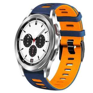 For Samsung Galaxy Watch 4 Classic 42mm 20mm Two-Color Silicone Watch Band(Midnight Blue+Orange)