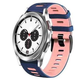 For Samsung Galaxy Watch 4 Classic 42mm 20mm Two-Color Silicone Watch Band(Midnight Blue+Pink)