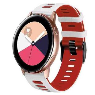 For Samsung Galaxy Watch Active 2 20mm Two-Color Silicone Watch Band(White+Red)