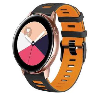 For Samsung Galaxy Watch Active 2 20mm Two-Color Silicone Watch Band(Black+Orange)