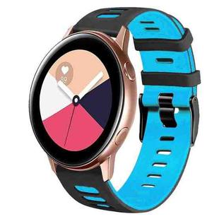 For Samsung Galaxy Watch Active 2 20mm Two-Color Silicone Watch Band(Black+Blue)