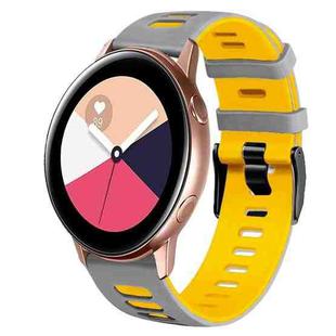 For Samsung Galaxy Watch Active 2 20mm Two-Color Silicone Watch Band(Grey+Yellow)