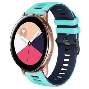 For Samsung Galaxy Watch Active 2 20mm Two-Color Silicone Watch Band(Mint Green + Blue)