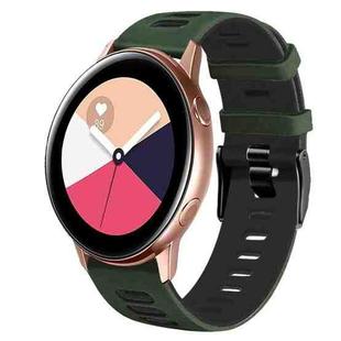 For Samsung Galaxy Watch Active 2 20mm Two-Color Silicone Watch Band(Amygreen+Black)